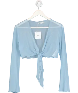 Adika Blue Sheer Tie Front Top UK M/L