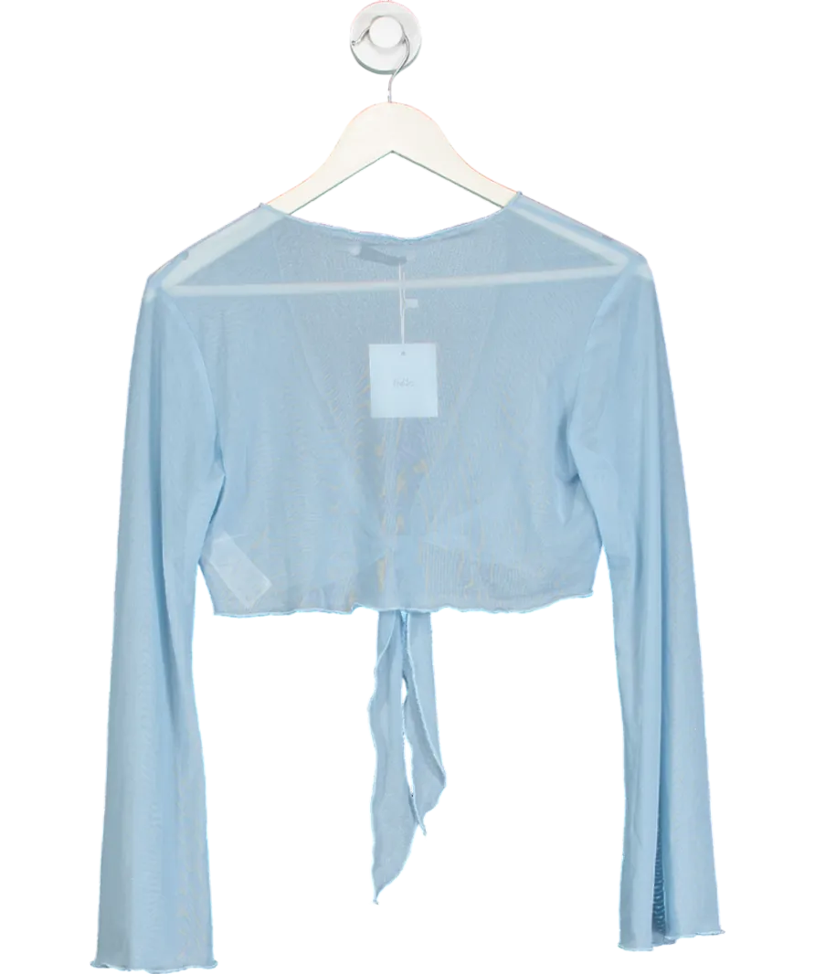 Adika Blue Sheer Tie Front Top UK M/L