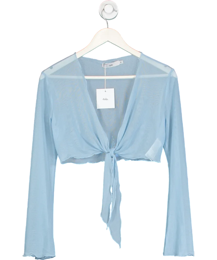 Adika Blue Sheer Tie Front Top UK M/L