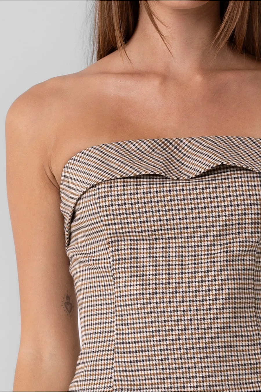 Aida Plaid Strapless Top