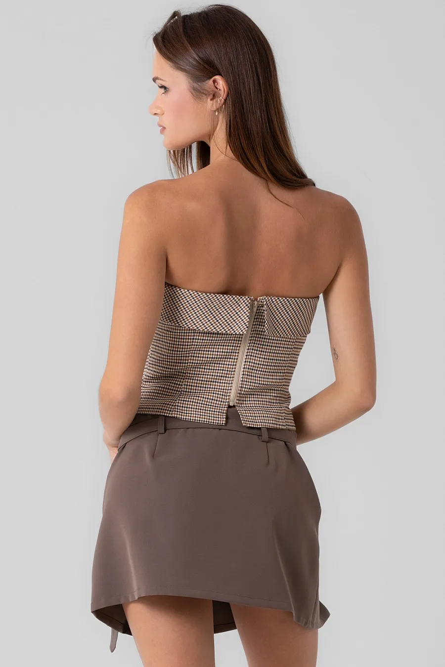 Aida Plaid Strapless Top