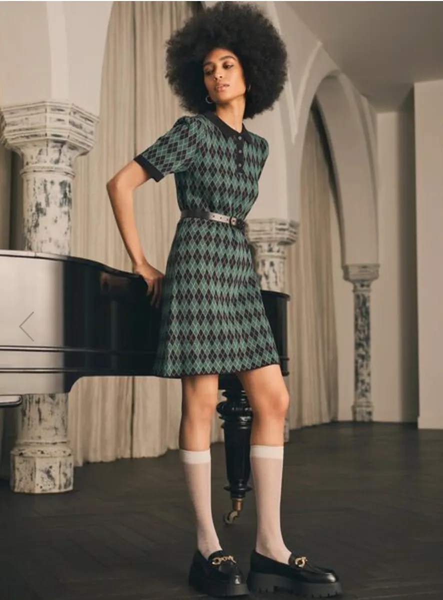 Argyle Knit Shift Mini Dress-FINAL SALE