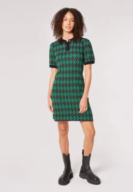 Argyle Knit Shift Mini Dress-FINAL SALE