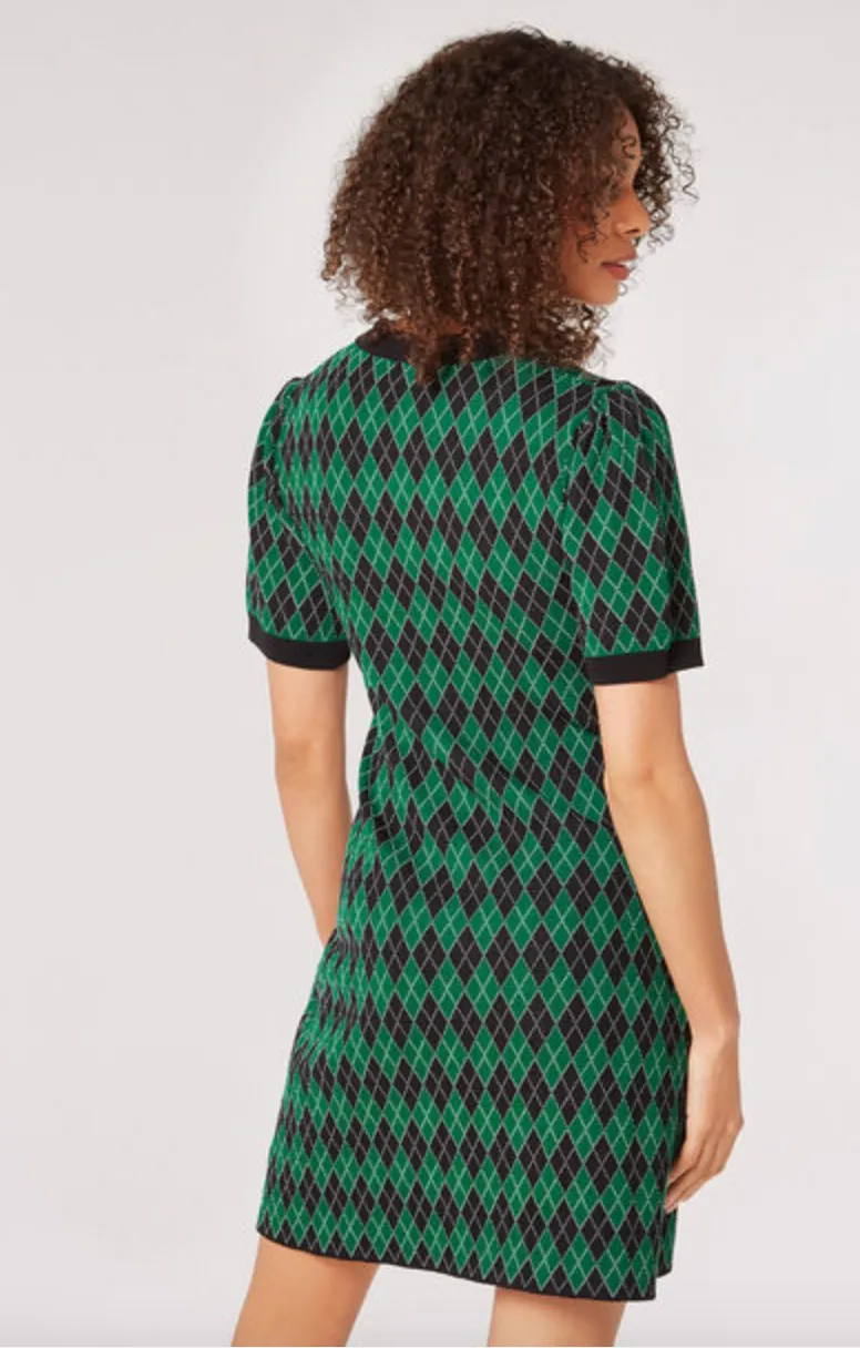 Argyle Knit Shift Mini Dress-FINAL SALE