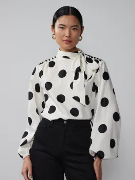 Balloon Sleeve Polka Dot Blouse