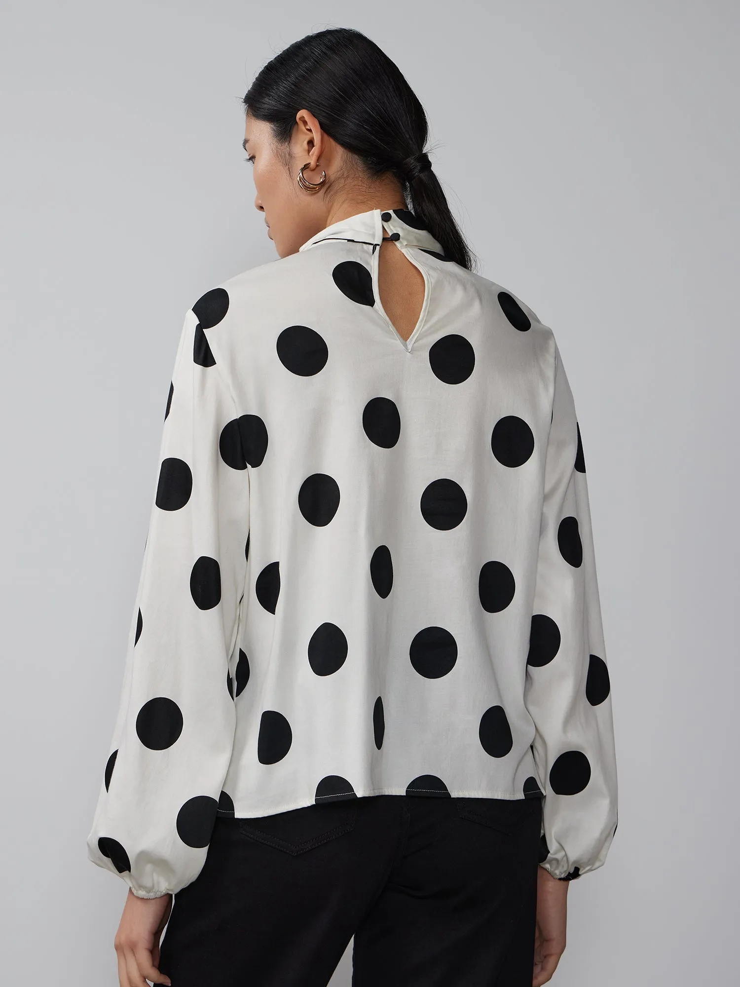 Balloon Sleeve Polka Dot Blouse