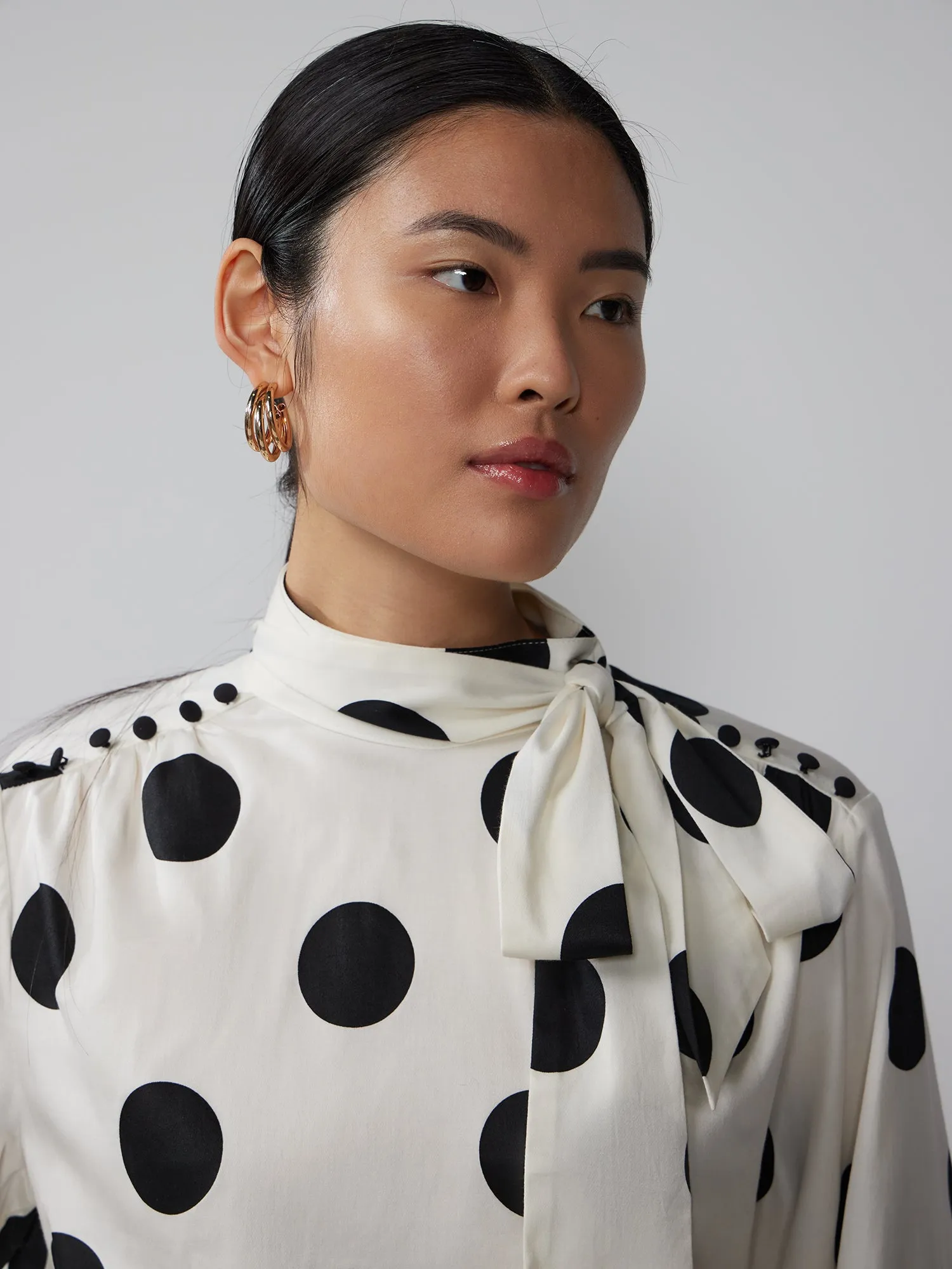 Balloon Sleeve Polka Dot Blouse