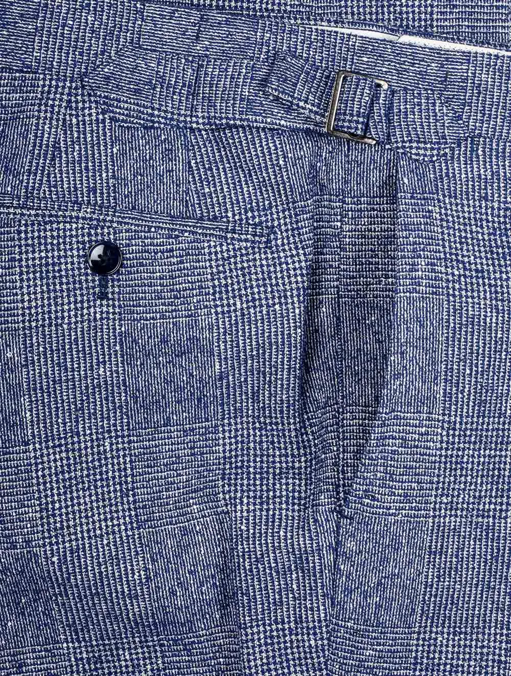Blue Plaid Check Slim Fit Three Piece Suit Blue