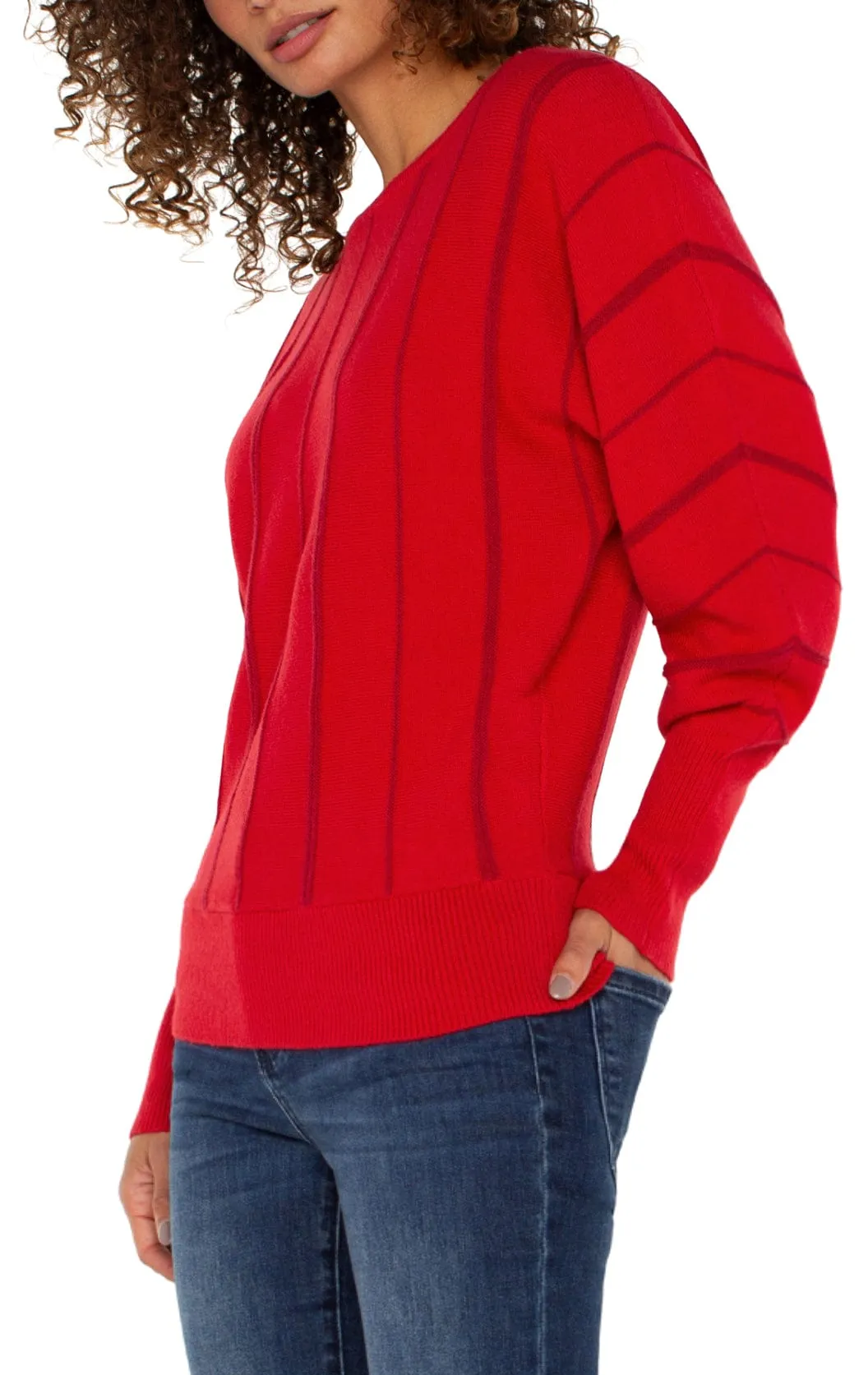 Boat Neck Dolman - Tango Red