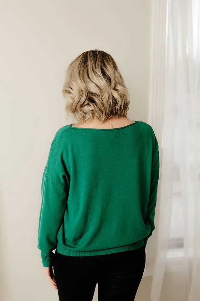 Boat Neck Pullover Sweater