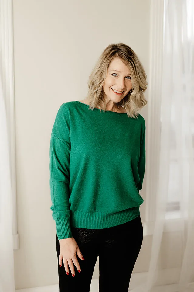 Boat Neck Pullover Sweater