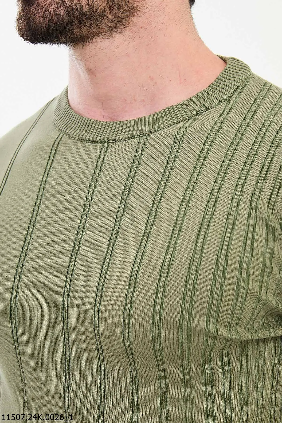 Brabion Dante Slim Fit Khaki Knitted Sweater