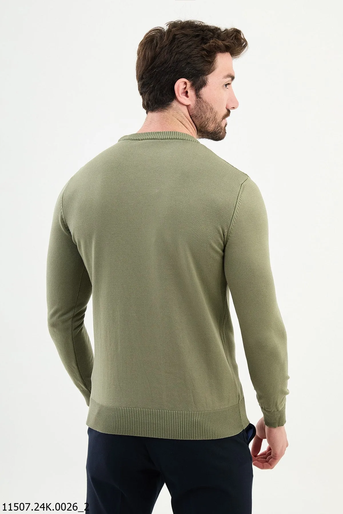 Brabion Dante Slim Fit Khaki Knitted Sweater