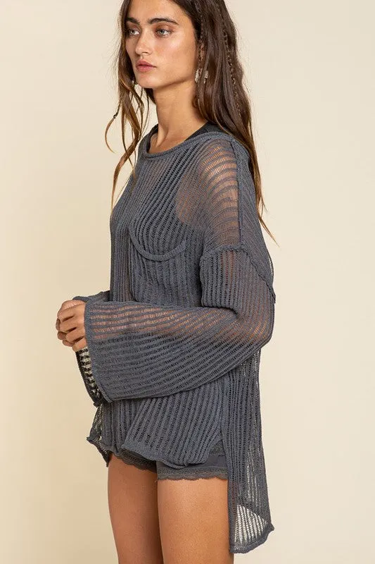 Breezy Boho Boat Neck Sweater