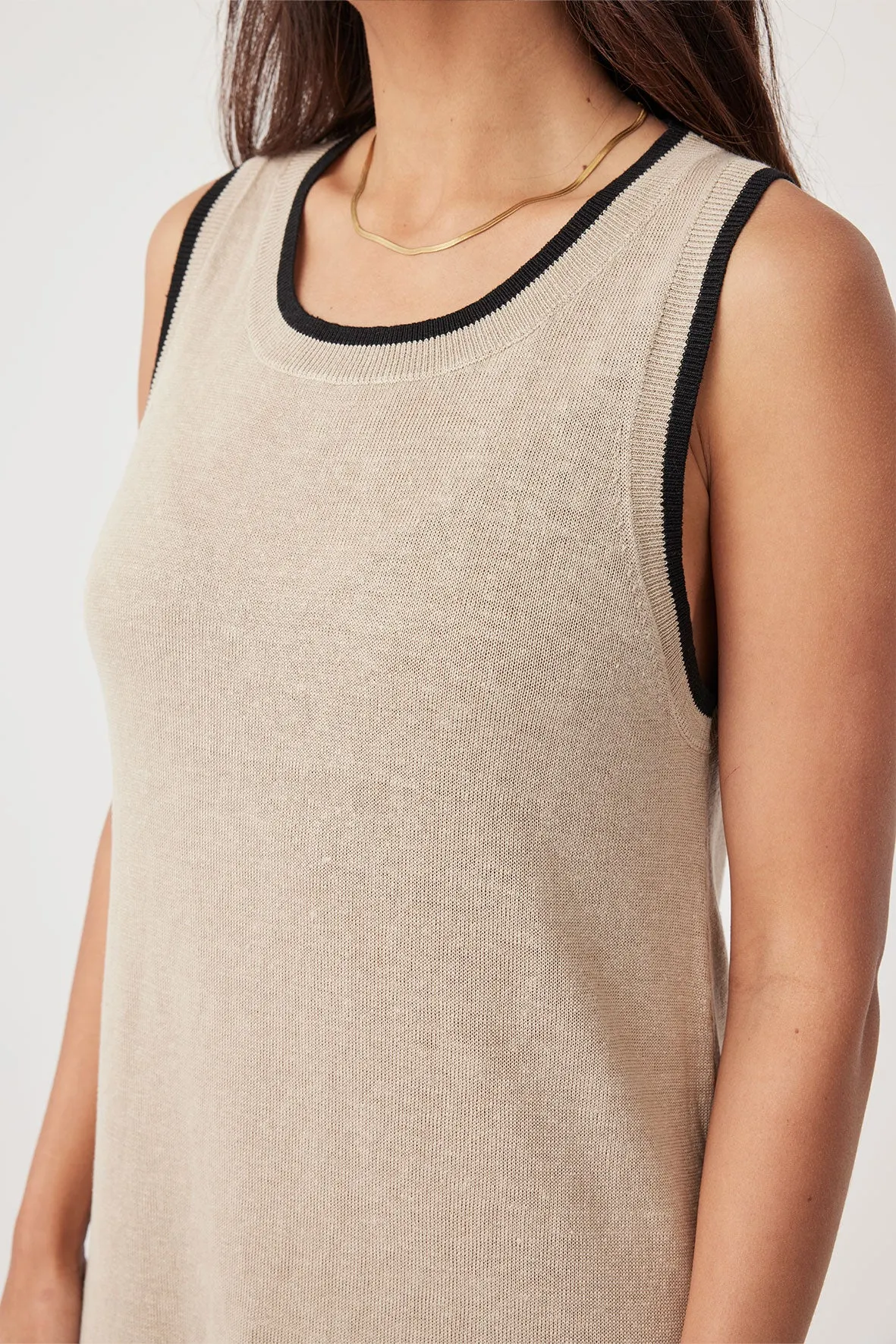 Brie Linen Knit Midi Dress - Taupe