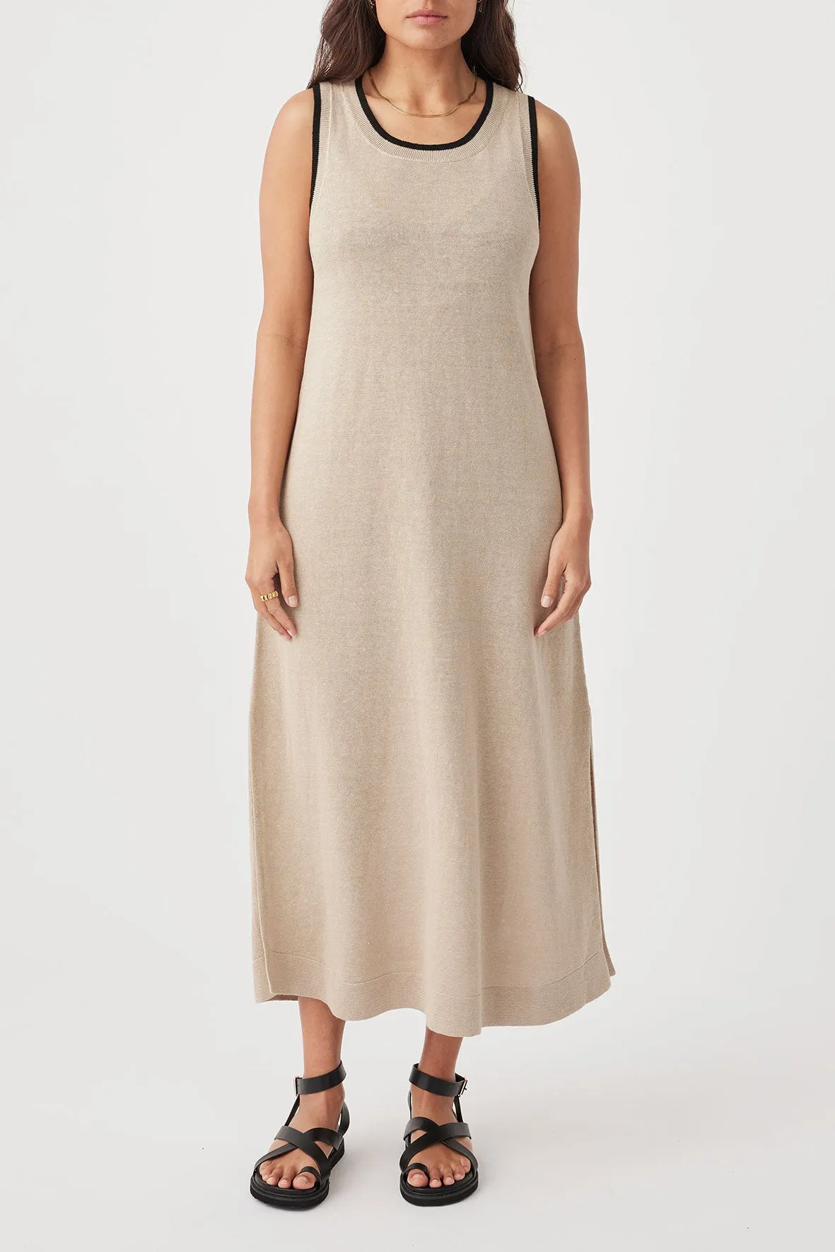 Brie Linen Knit Midi Dress - Taupe