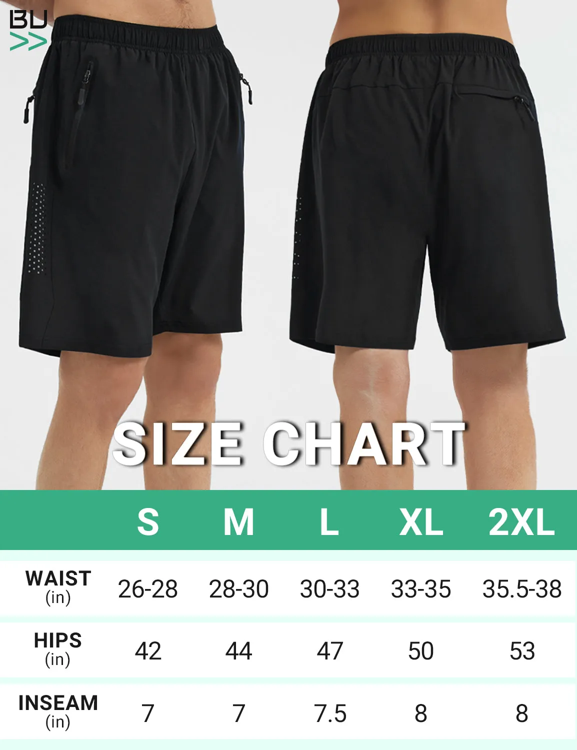 BVVU Men's Athletic Running Shorts Quick Dry 7" Lightweight Workout Gym Shorts with Pockets for Basketball Casual
