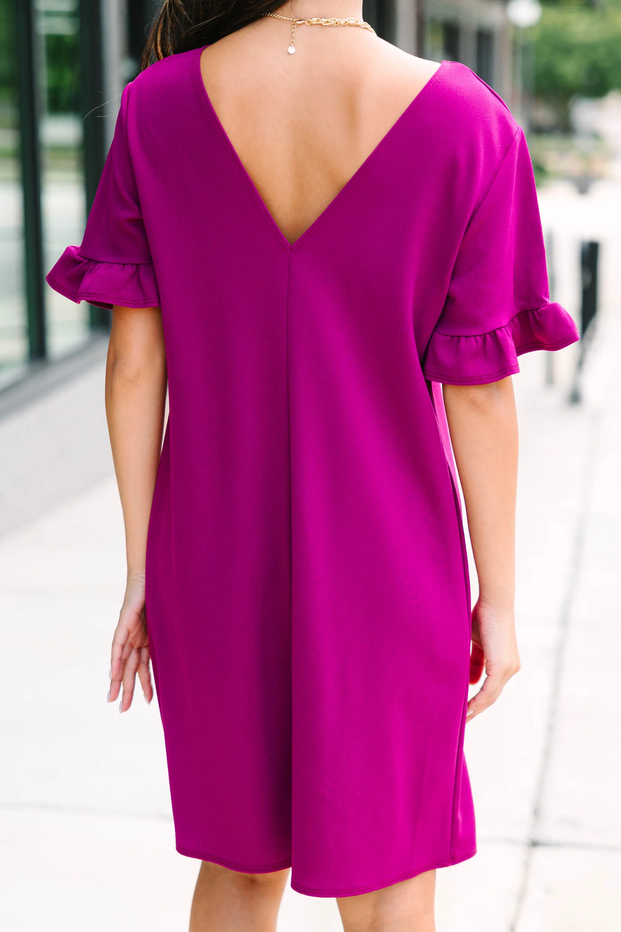 Caught Your Gaze Magenta Purple Shift Dress