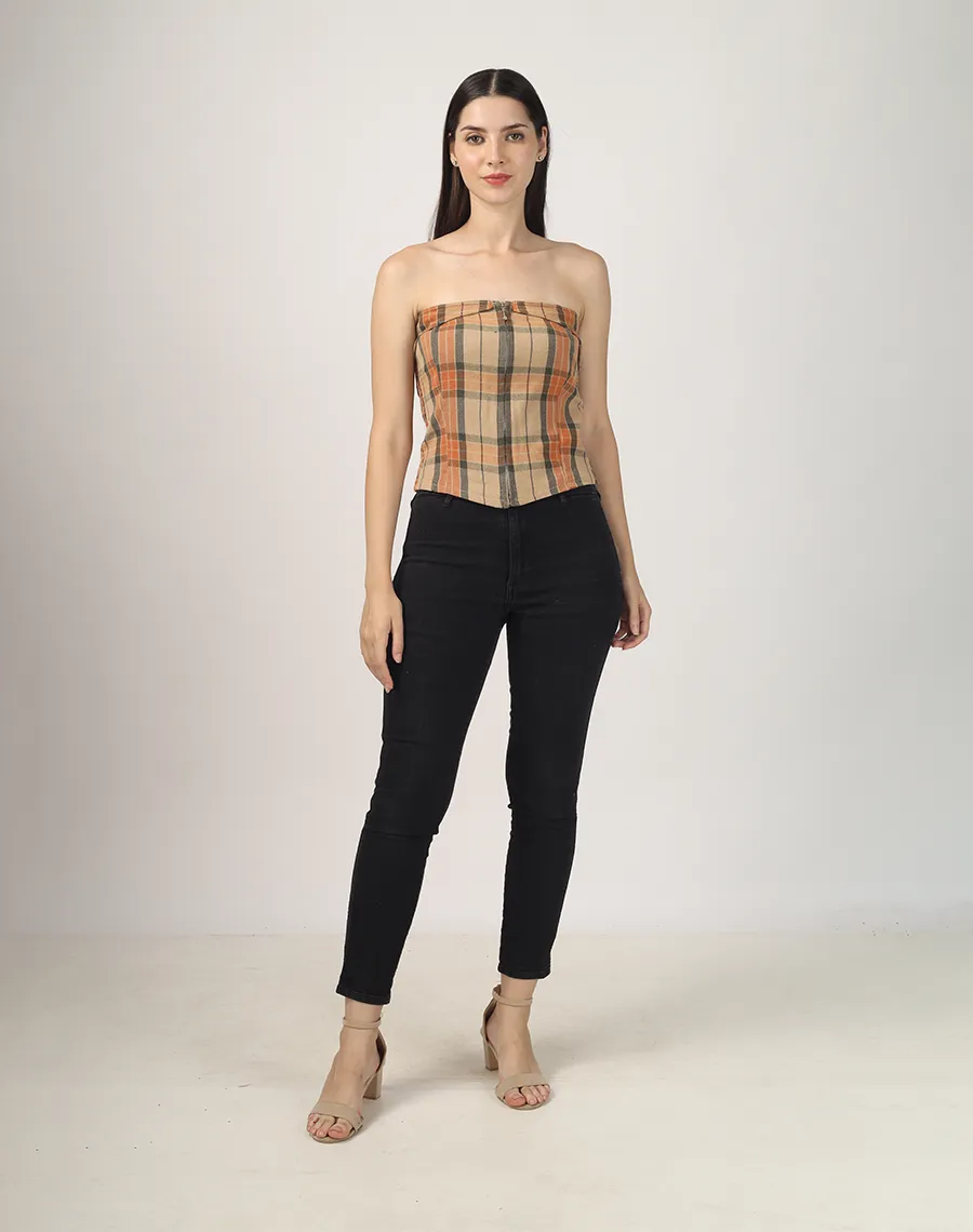 Checkered Strapless Tube Top