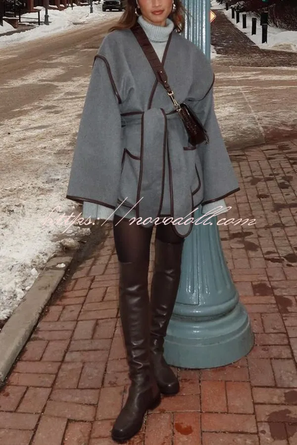 Comfort Is Luxury Wool Blend Tie-up  Pocket Oversized Blanket Coat