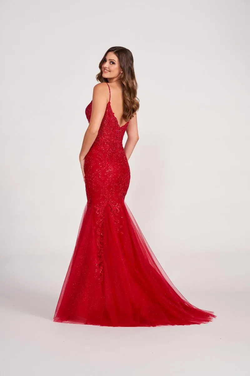 Ellie Wilde Long Fitted Lace Prom Dress EW34033