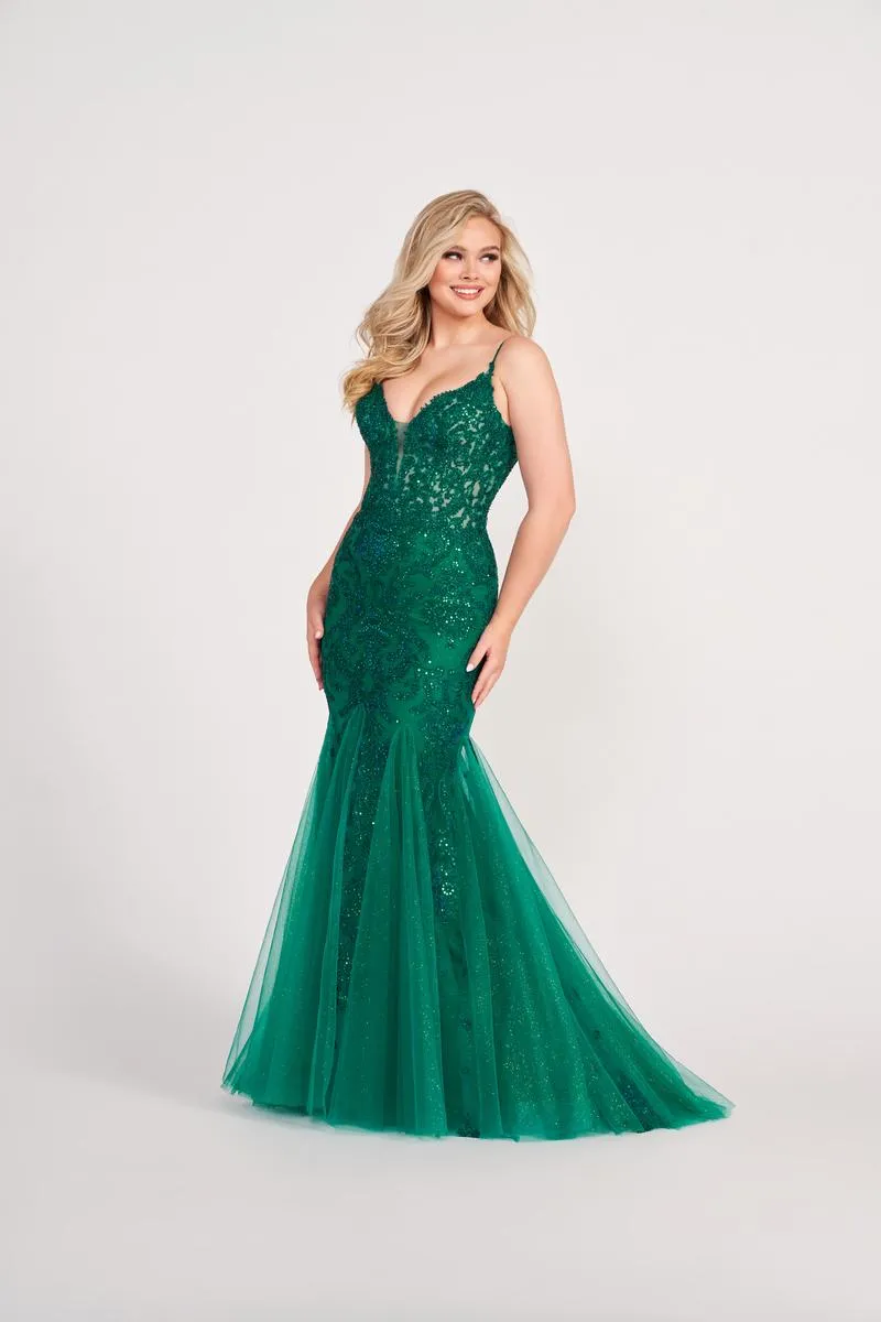 Ellie Wilde Long Fitted Lace Prom Dress EW34033
