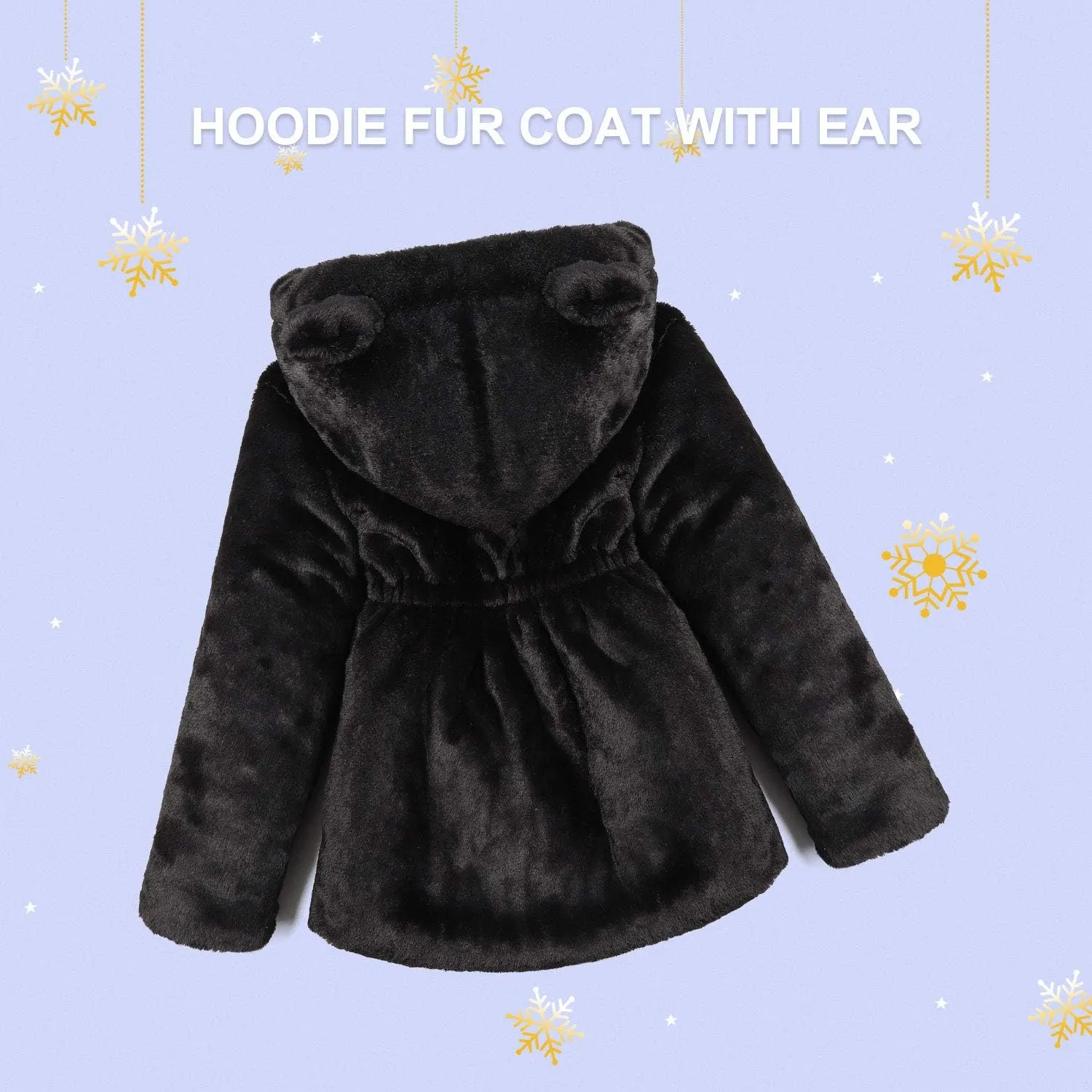 FARVALUE Baby Girls Winter Coats Toddler Faux Fur Hooded Warm Cozy Zip-Up Jacket for Little Girls