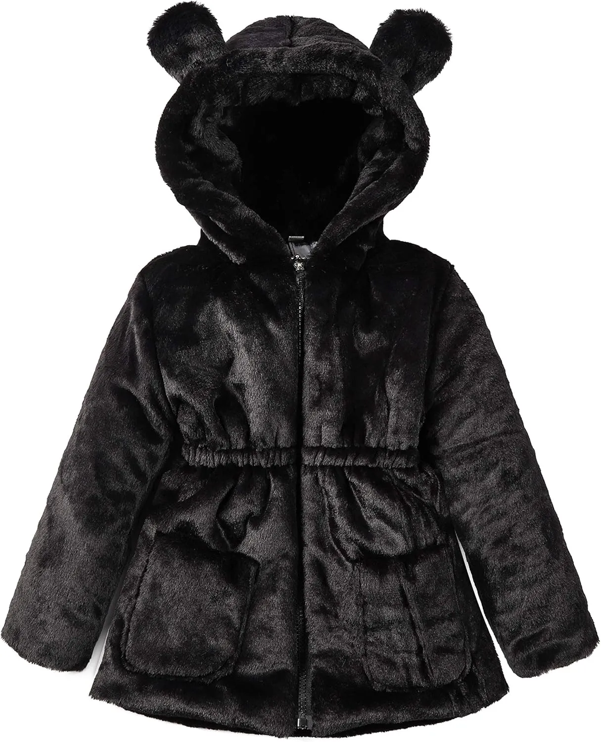 FARVALUE Baby Girls Winter Coats Toddler Faux Fur Hooded Warm Cozy Zip-Up Jacket for Little Girls