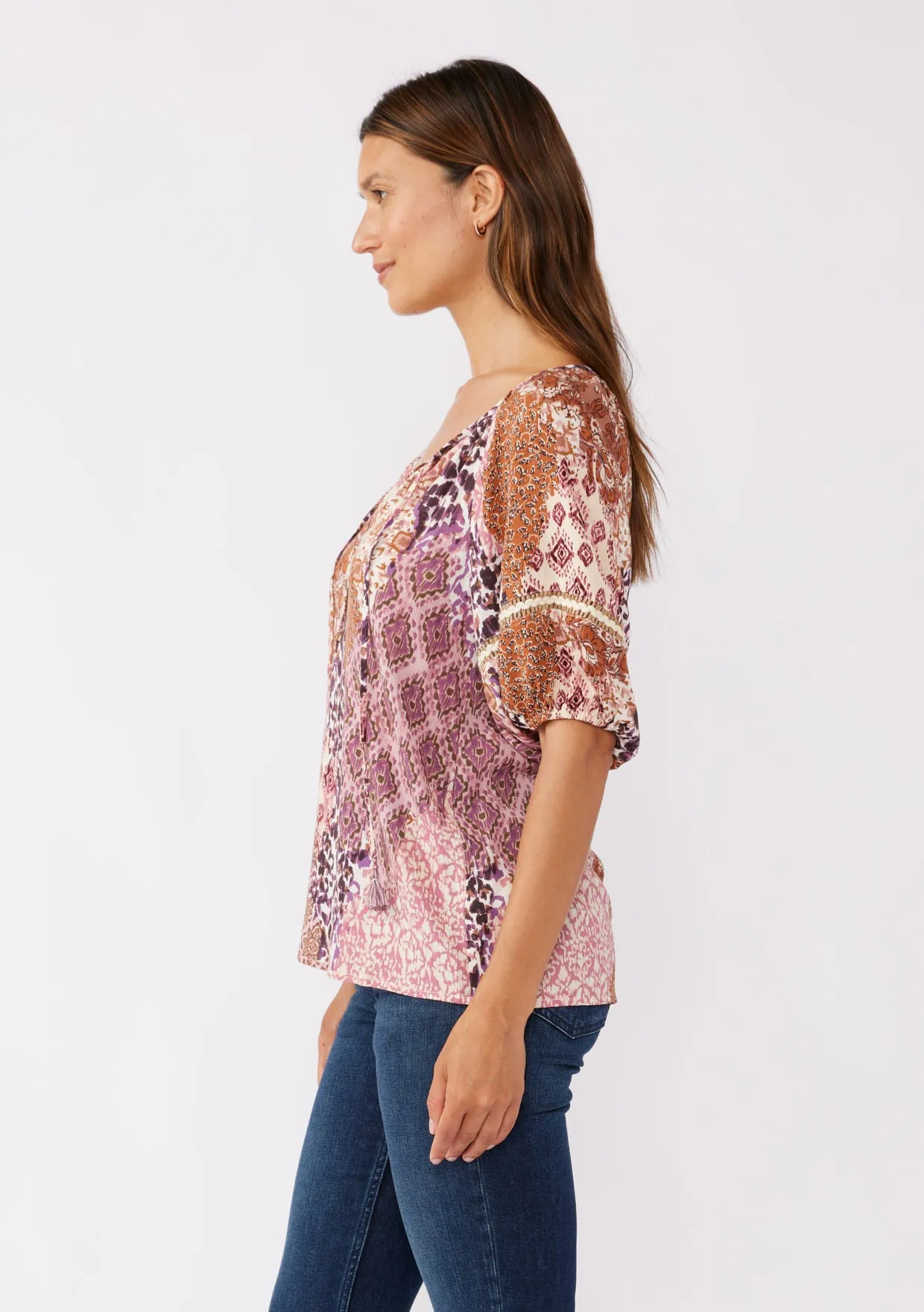 Floral Puff Sleeve V-Neck Top
