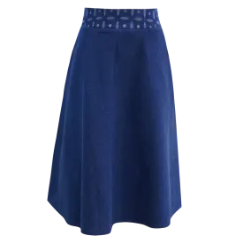 【FLOW】Hemp Eco-Denim Midi Skirt