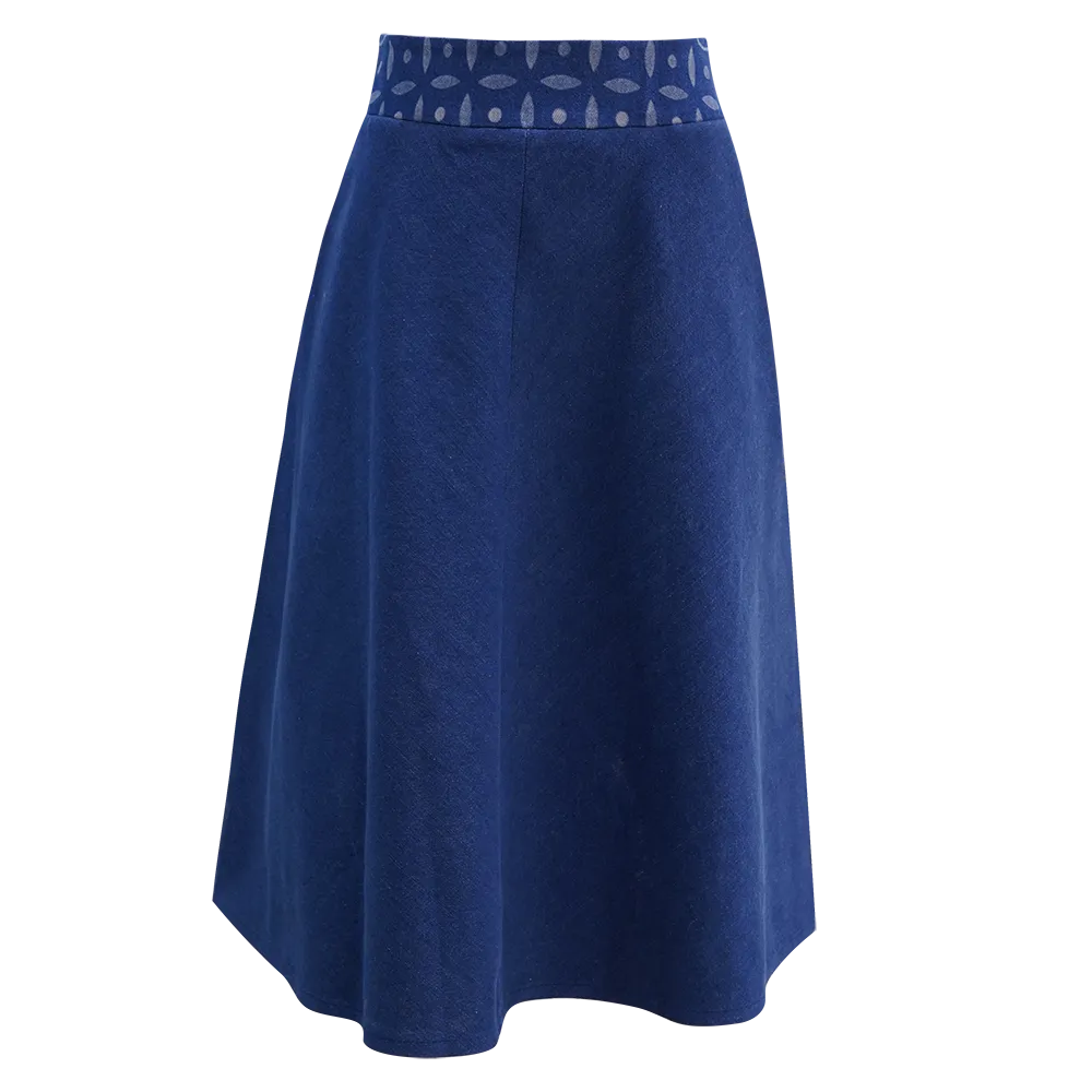 【FLOW】Hemp Eco-Denim Midi Skirt