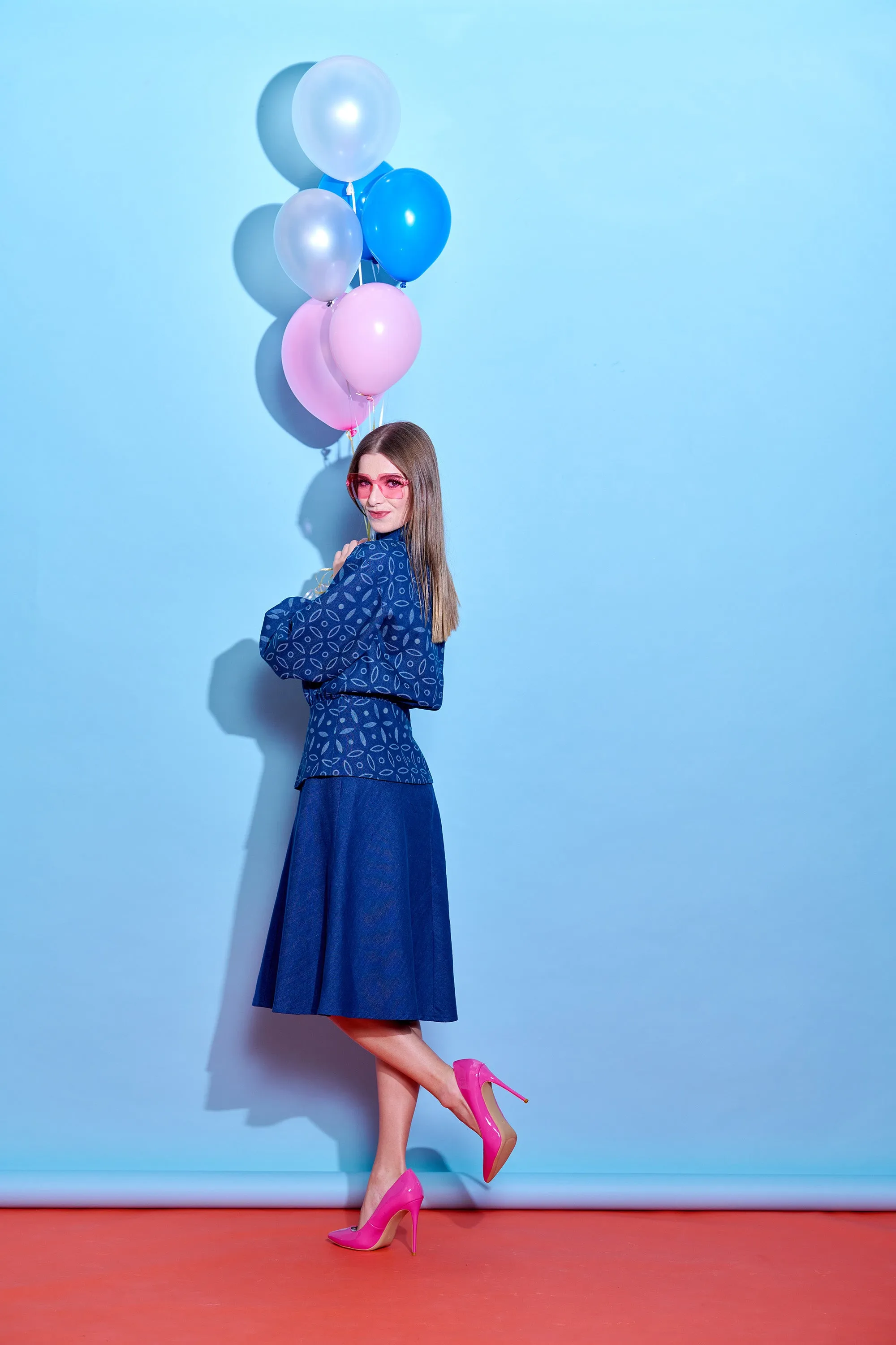 【FLOW】Hemp Eco-Denim Midi Skirt