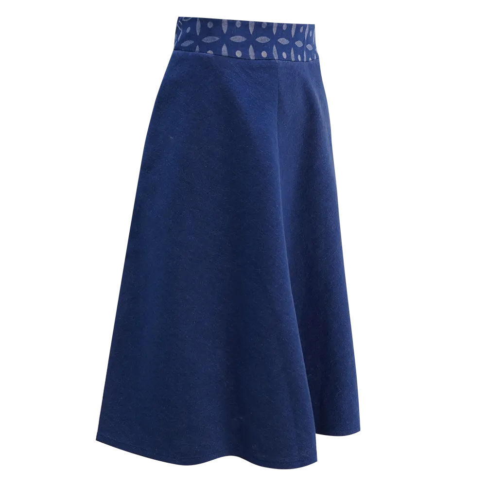【FLOW】Hemp Eco-Denim Midi Skirt