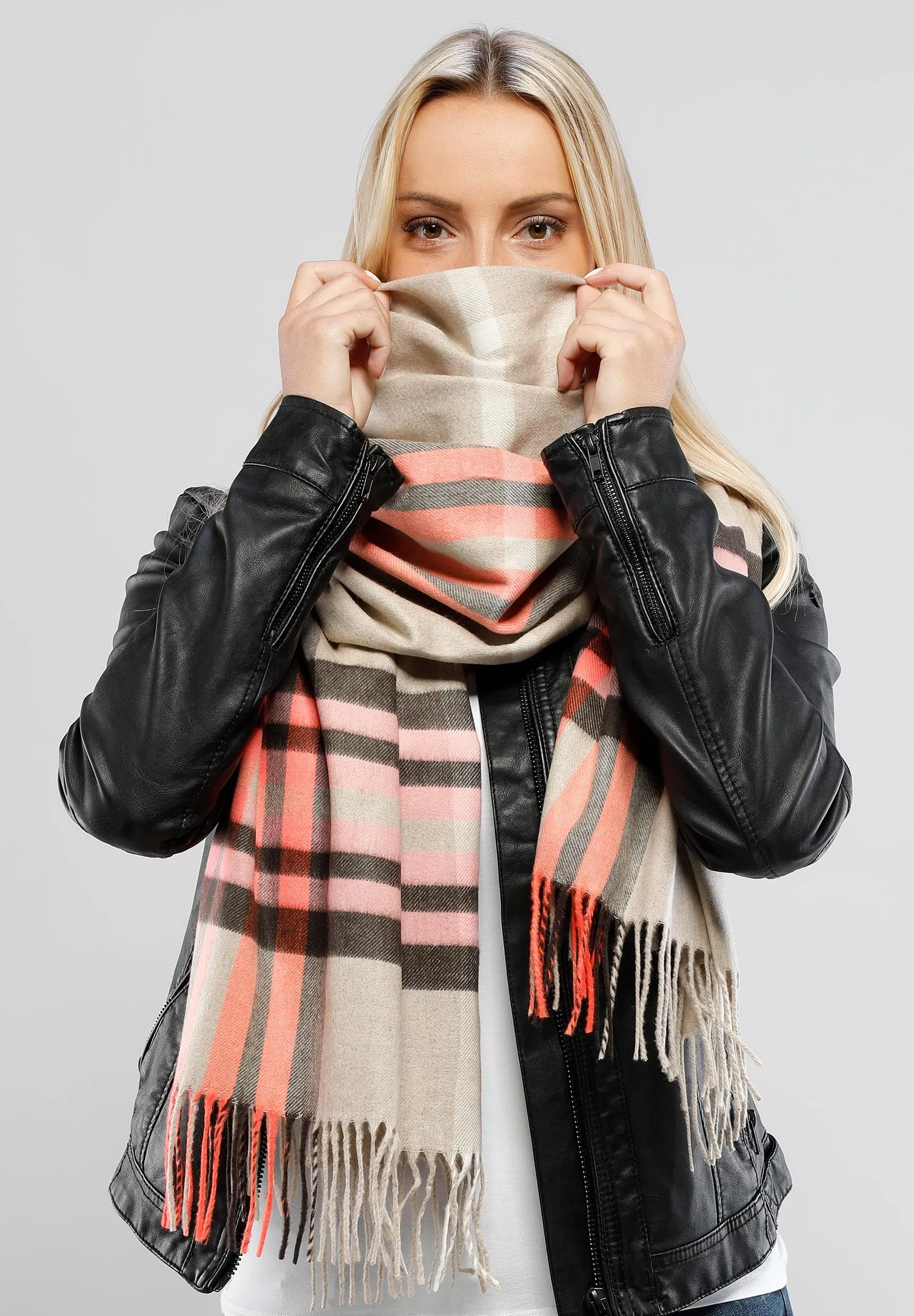 FRAAS Plaid Cashmink Blanket-Scarf