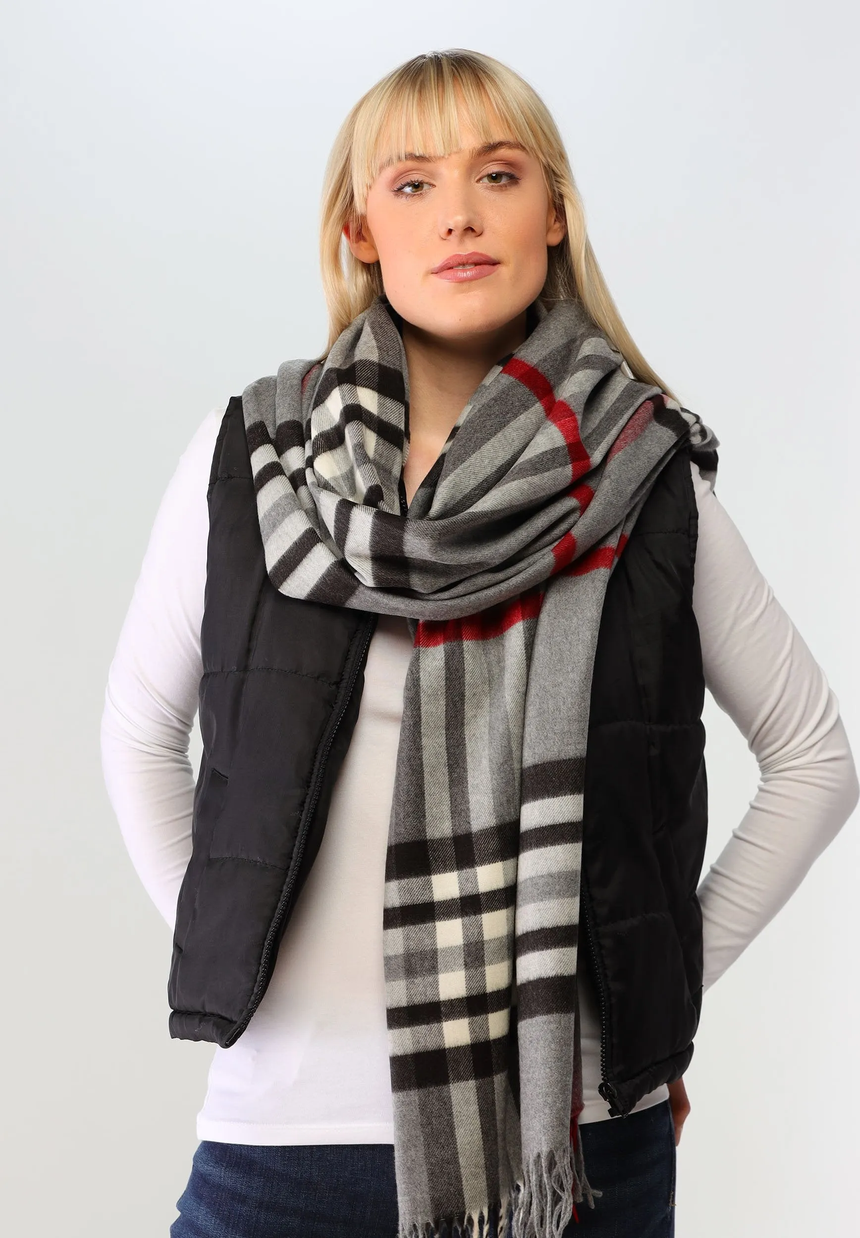 FRAAS Plaid Cashmink Blanket-Scarf