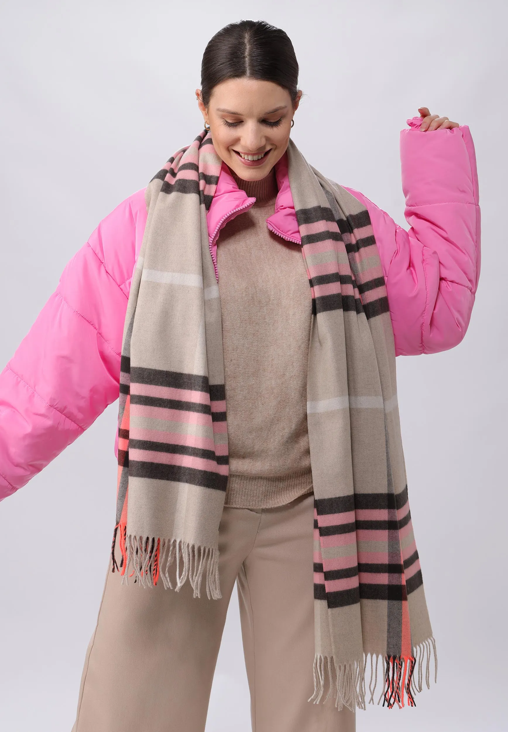 FRAAS Plaid Cashmink Blanket-Scarf