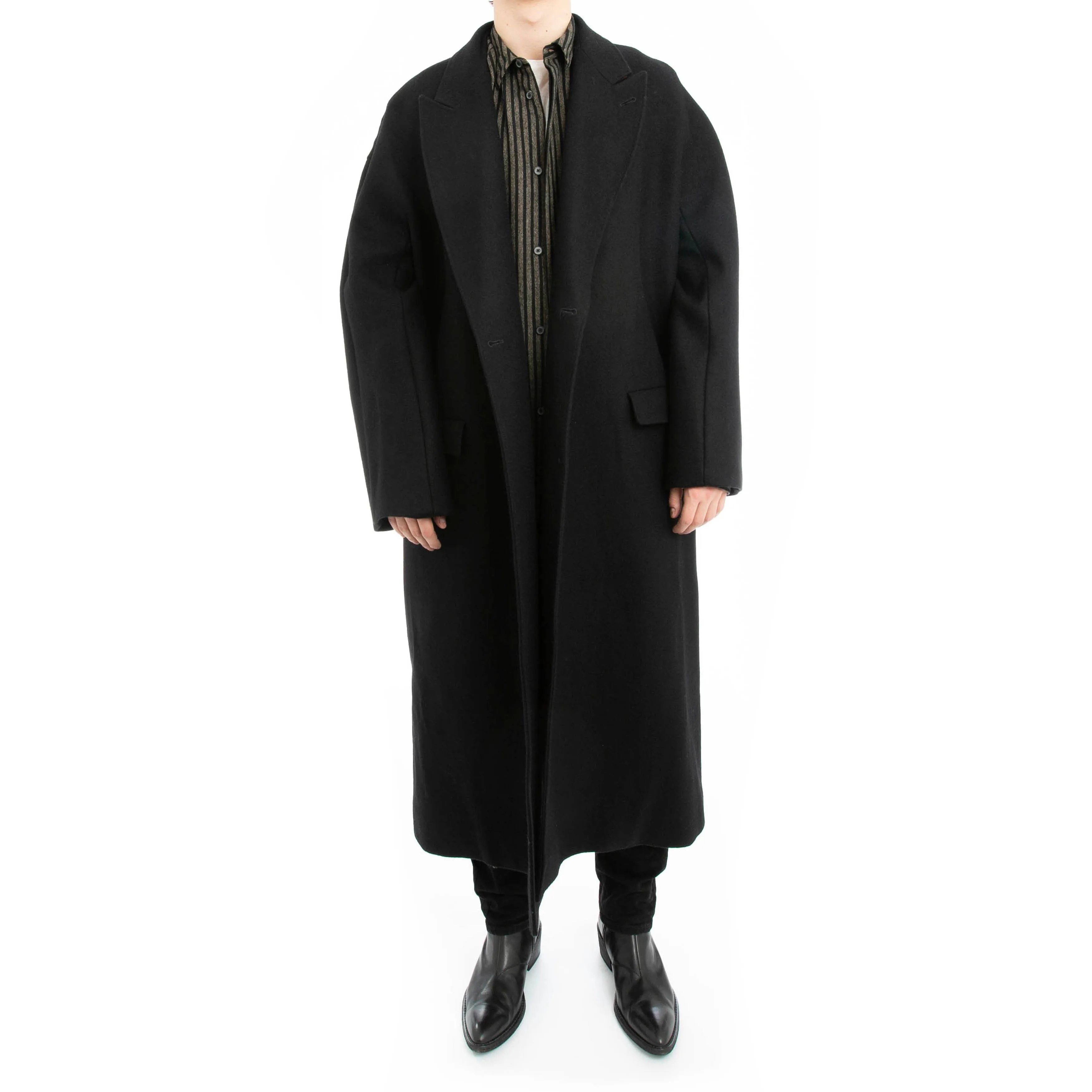 FW19 Ankle Length Lord Black Wool Coat