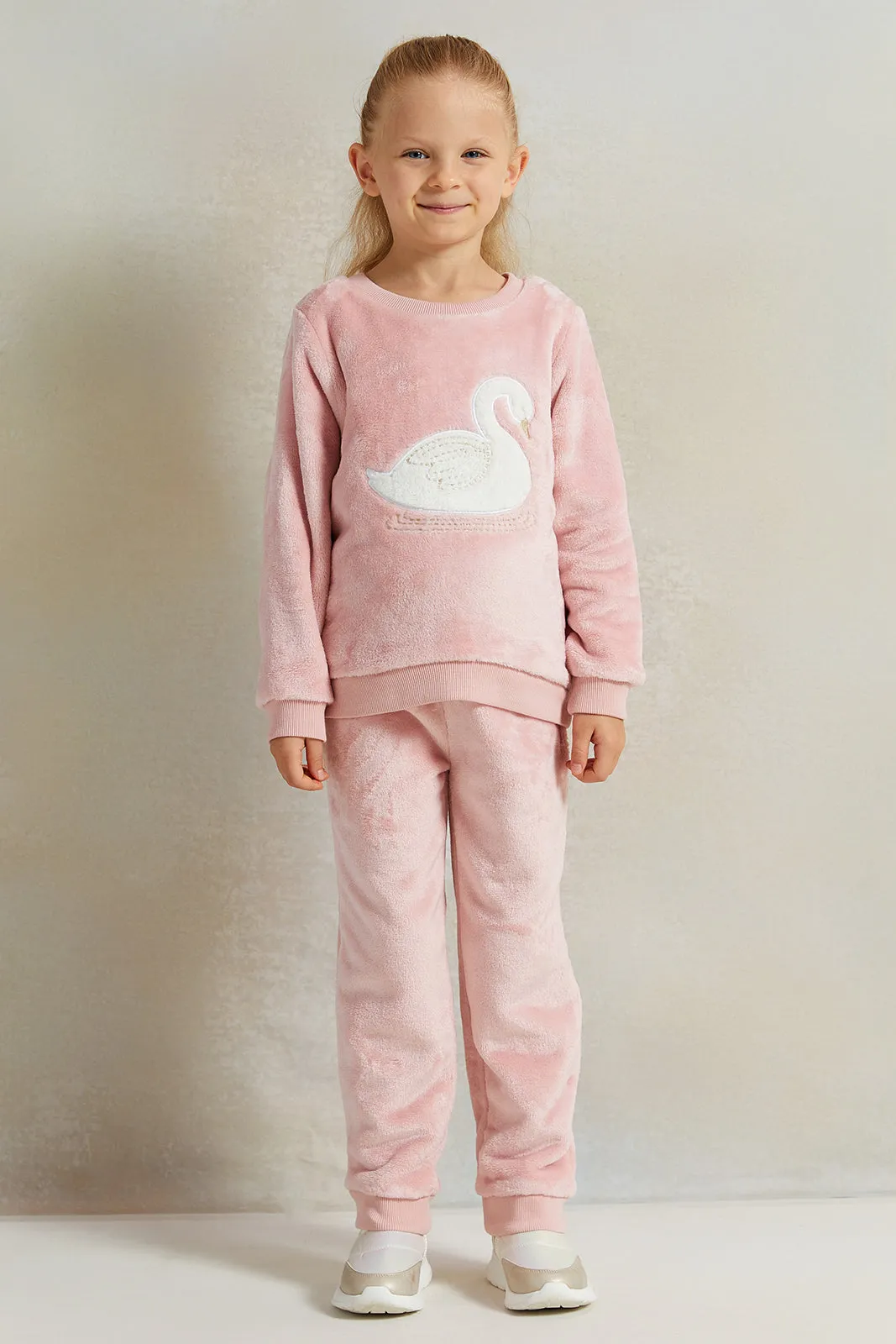 Girls Pink Velour Active Pants