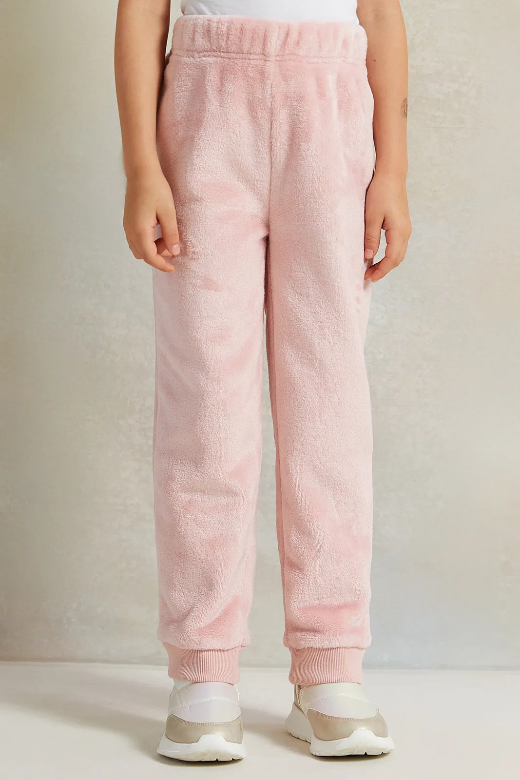 Girls Pink Velour Active Pants