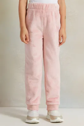 Girls Pink Velour Active Pants