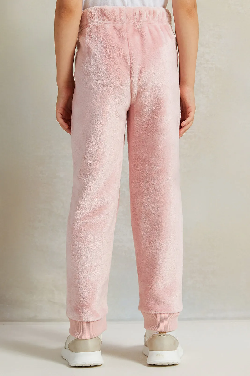 Girls Pink Velour Active Pants