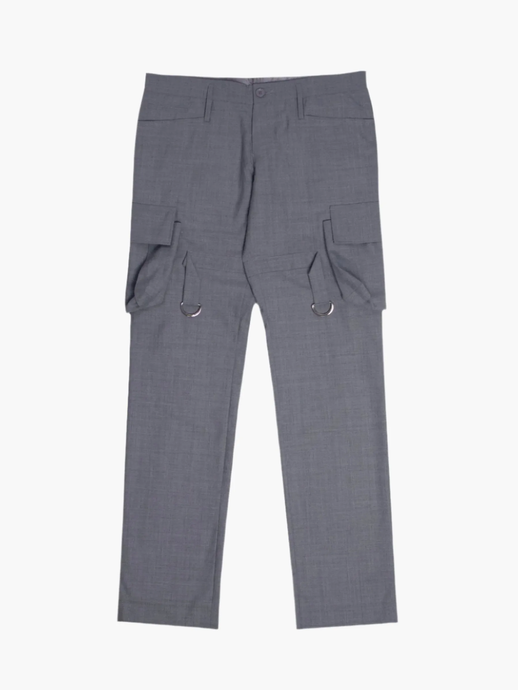 Grey Trousers with Buckle Details