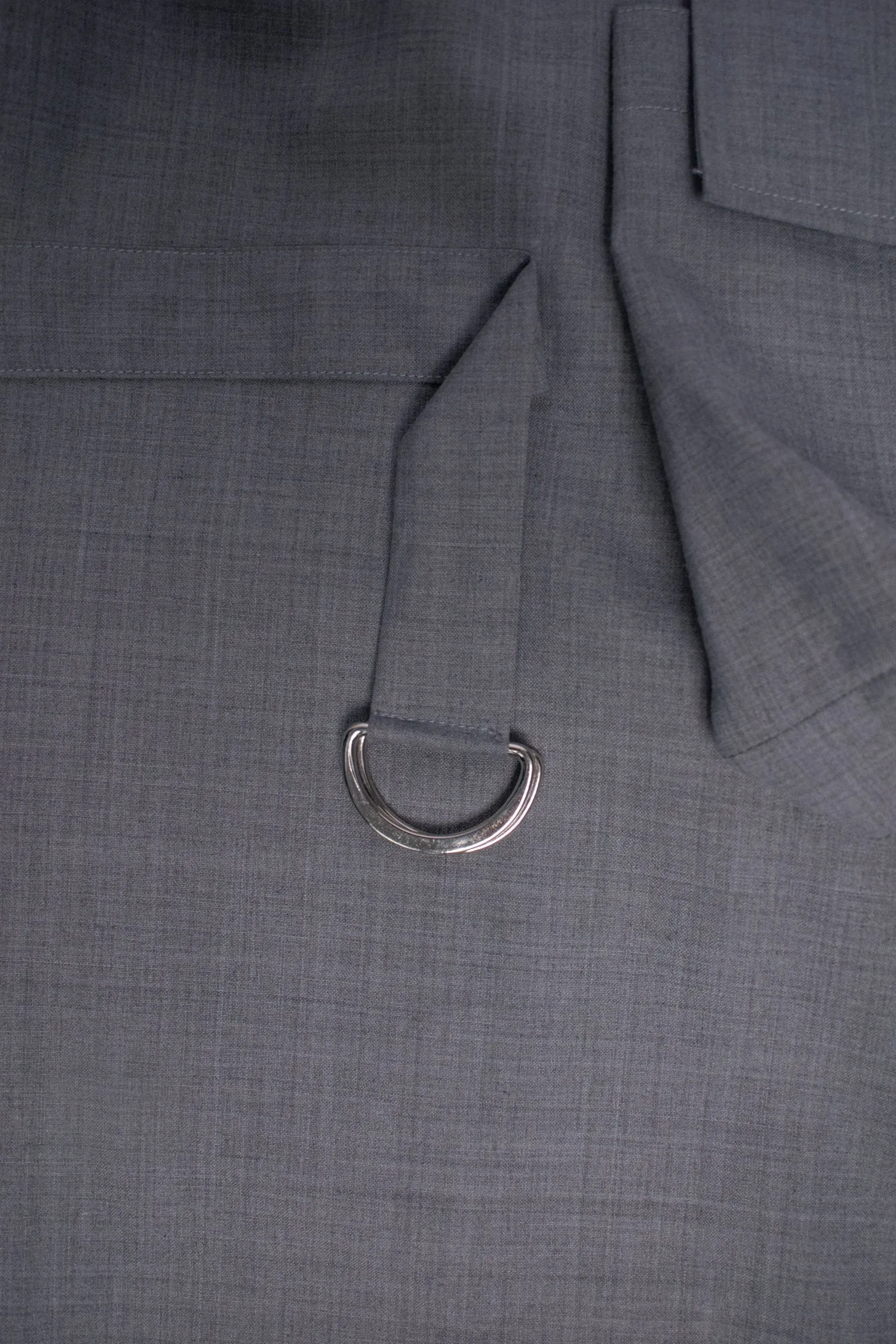 Grey Trousers with Buckle Details