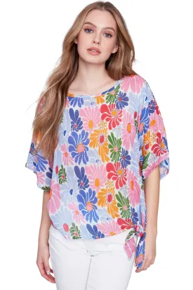 Groovy Blooms Tie Front Top
