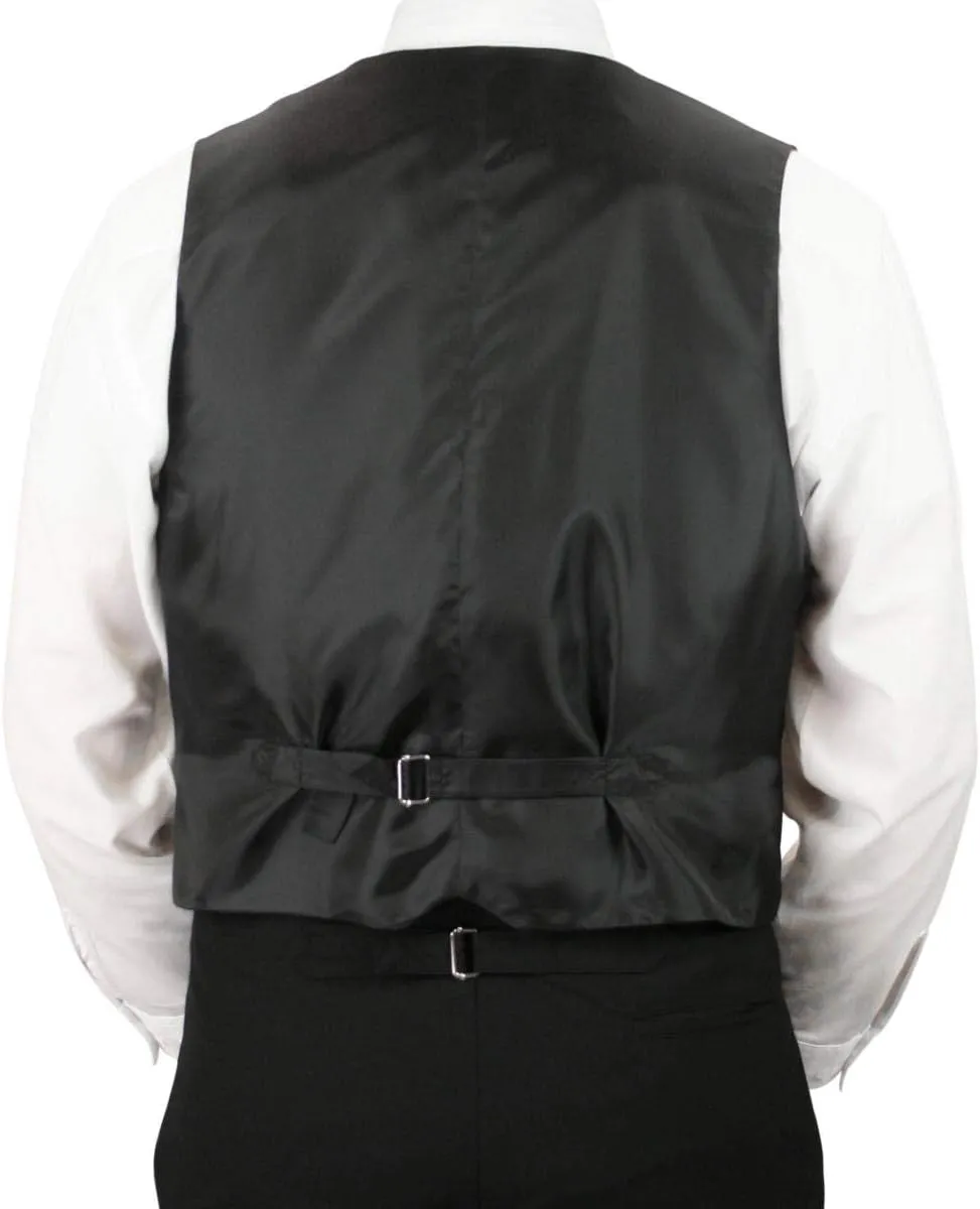 Historical Emporium Men's Wool Blend Pinstripe Formal Suit Vest, Victorian Edwardian Tuxedo Dress Bosworth Waistcoat