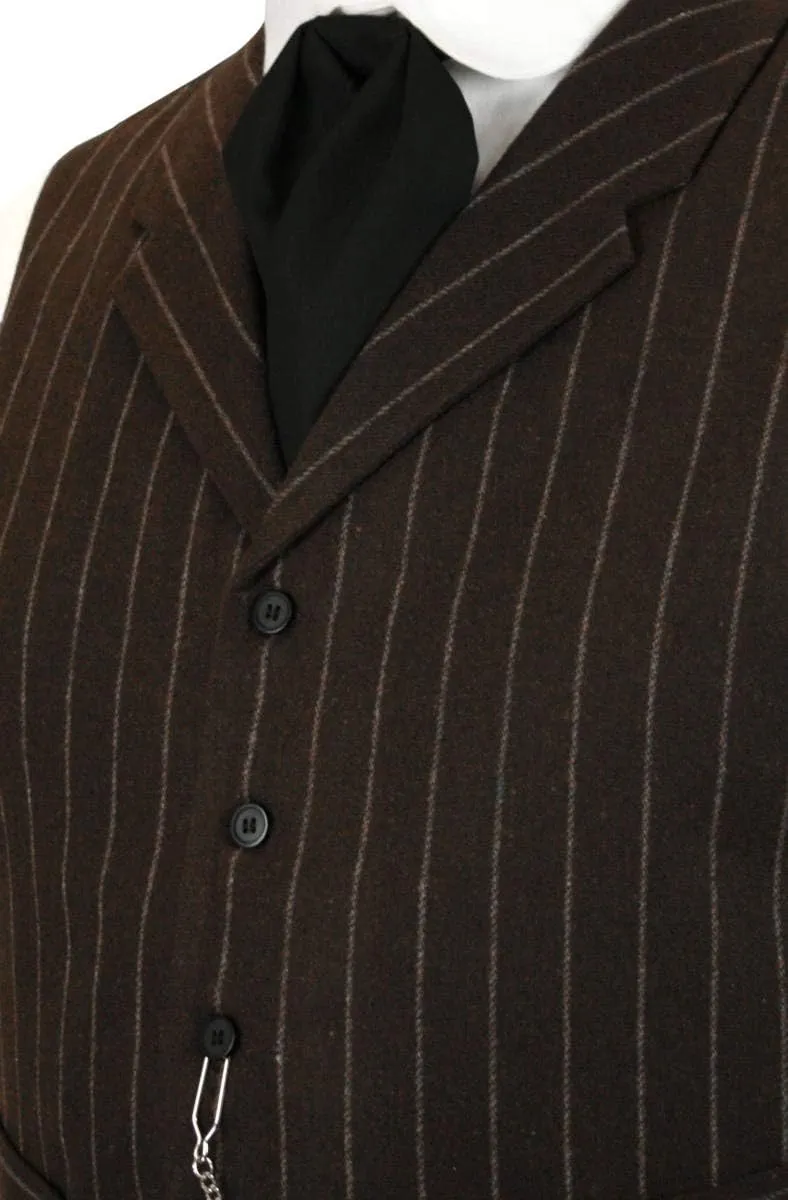 Historical Emporium Men's Wool Blend Pinstripe Formal Suit Vest, Victorian Edwardian Tuxedo Dress Bosworth Waistcoat