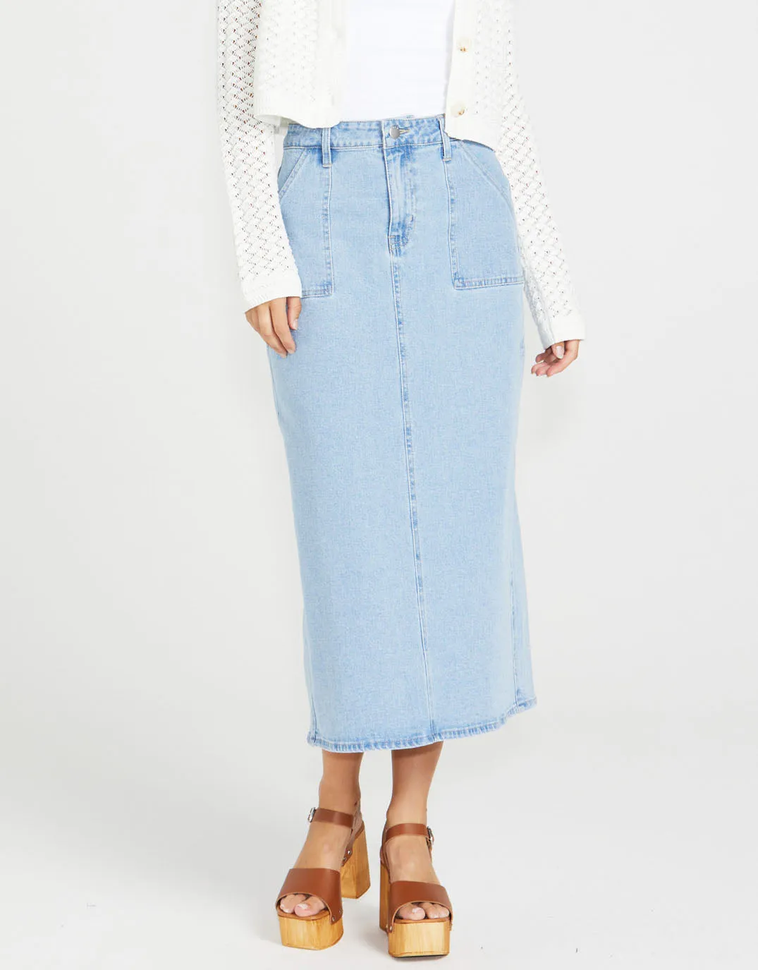 Isella Denim Midi Skirt - 92 Sandwash