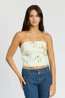 Ivory Floral Strapless Top