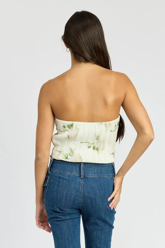 Ivory Floral Strapless Top