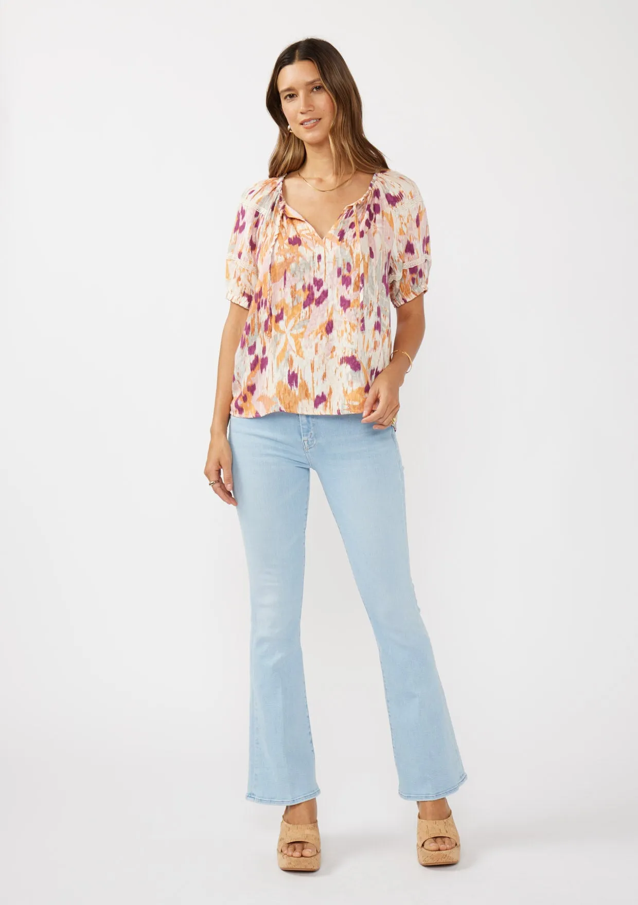 Lace-Trimmed V-Neck Top